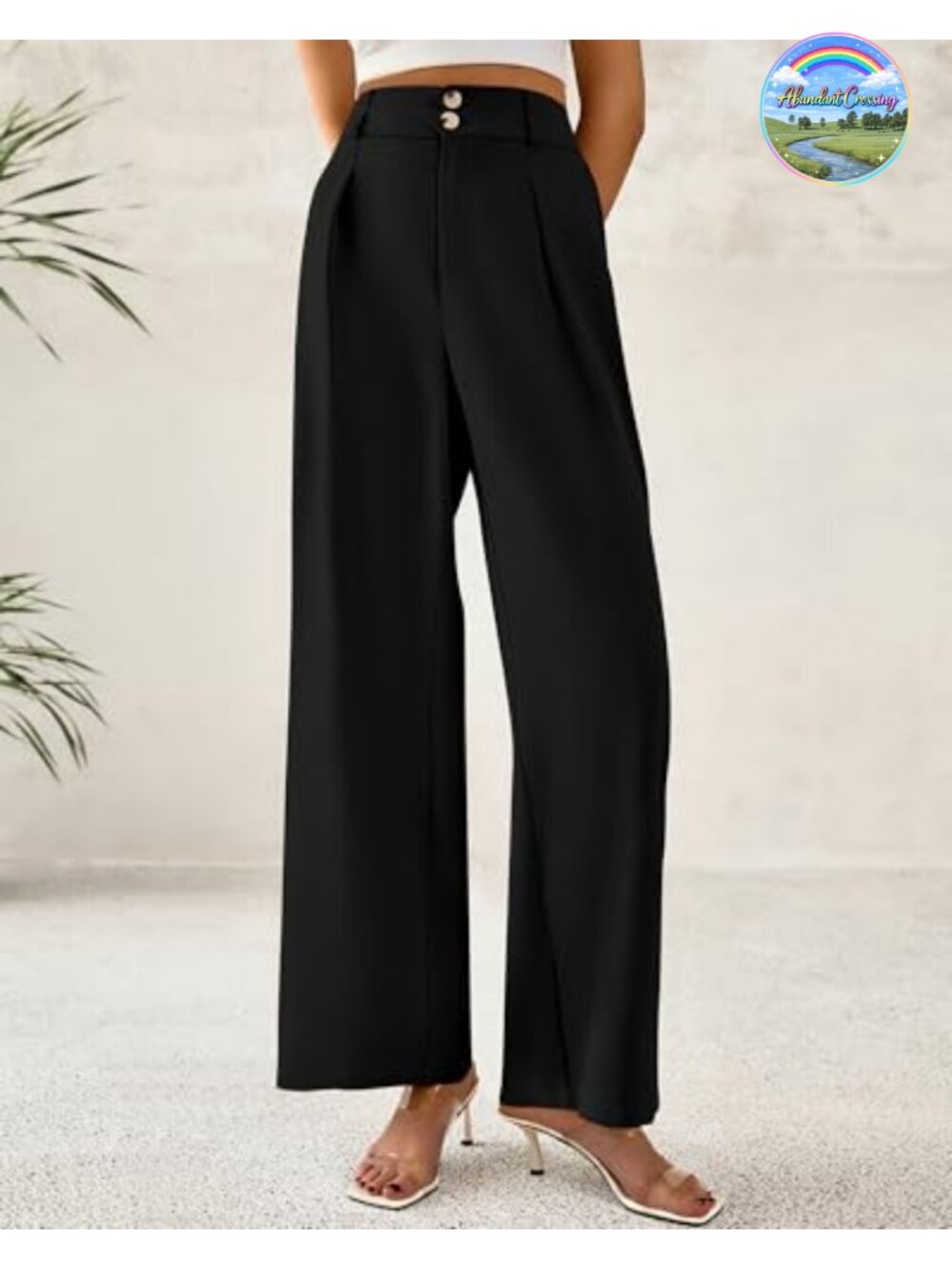 Wide Leg Dress Pants Women High Waisted Palazzo Trousers - Picture 5 of 6